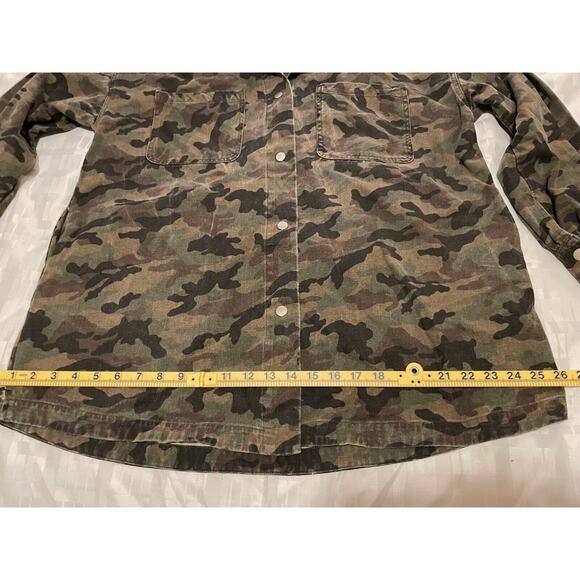 Charlie Paige Faded Camouflage Jacket Sz Large Lg Utility Coat Snap Up - Picture 7 of 16